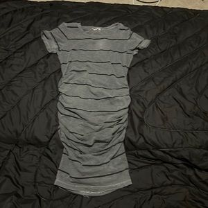 Sundry Gray Striped Shirred Dress Size 2 Medium